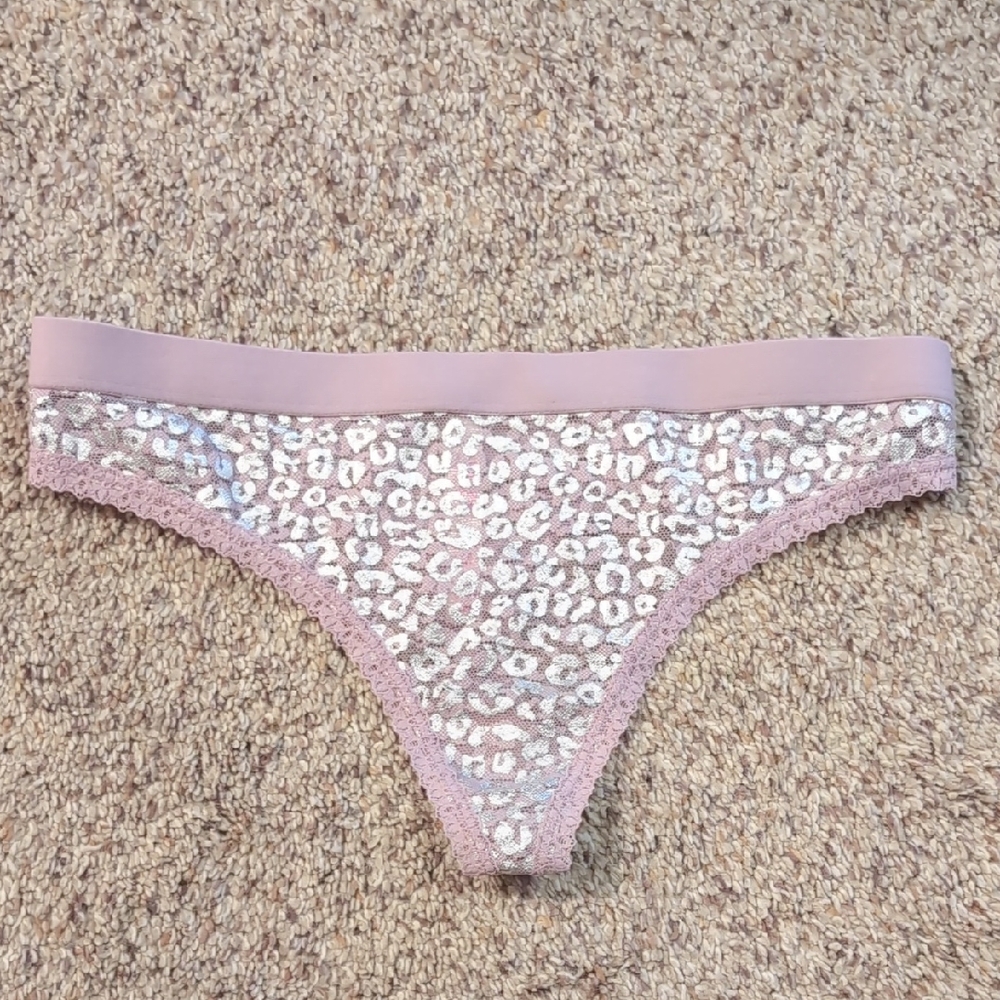 Pink Lace Sequin Bikini Panties